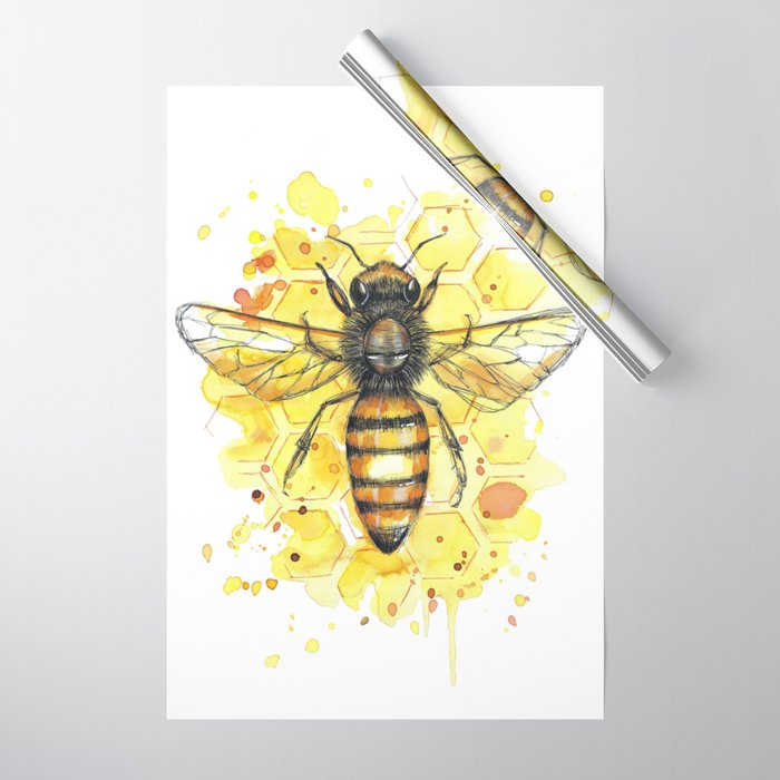 Honey Bee Wrapping Paper by Fiona Clarke